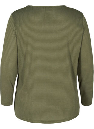 Long-sleeved blouse with round neck, Deep Lichen Green, Packshot image number 1