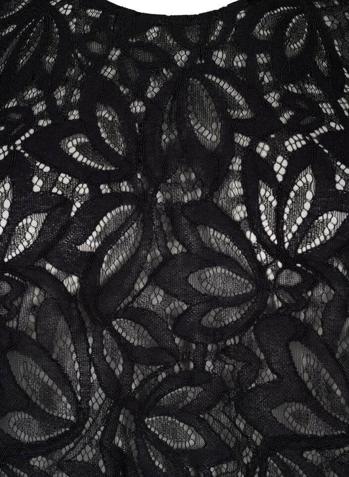 Lace blouse with short sleeves, Black, Packshot image number 2