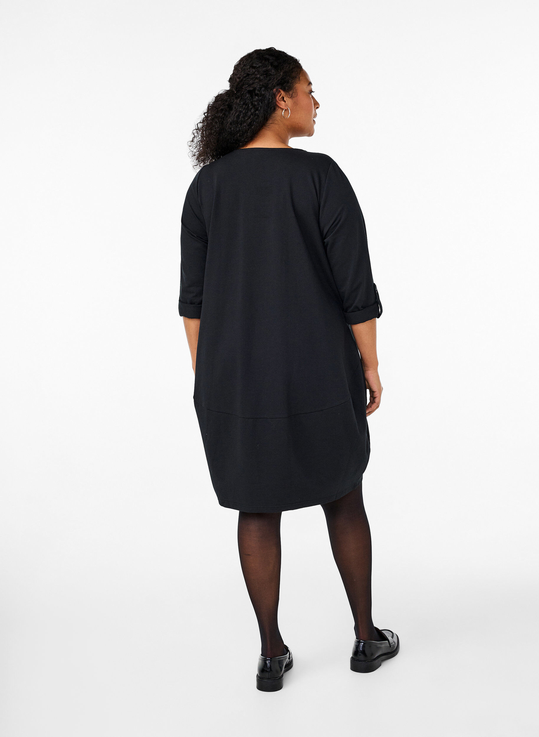 ZizzifashionCotton dress with balloon fit, Black, Model image number 2