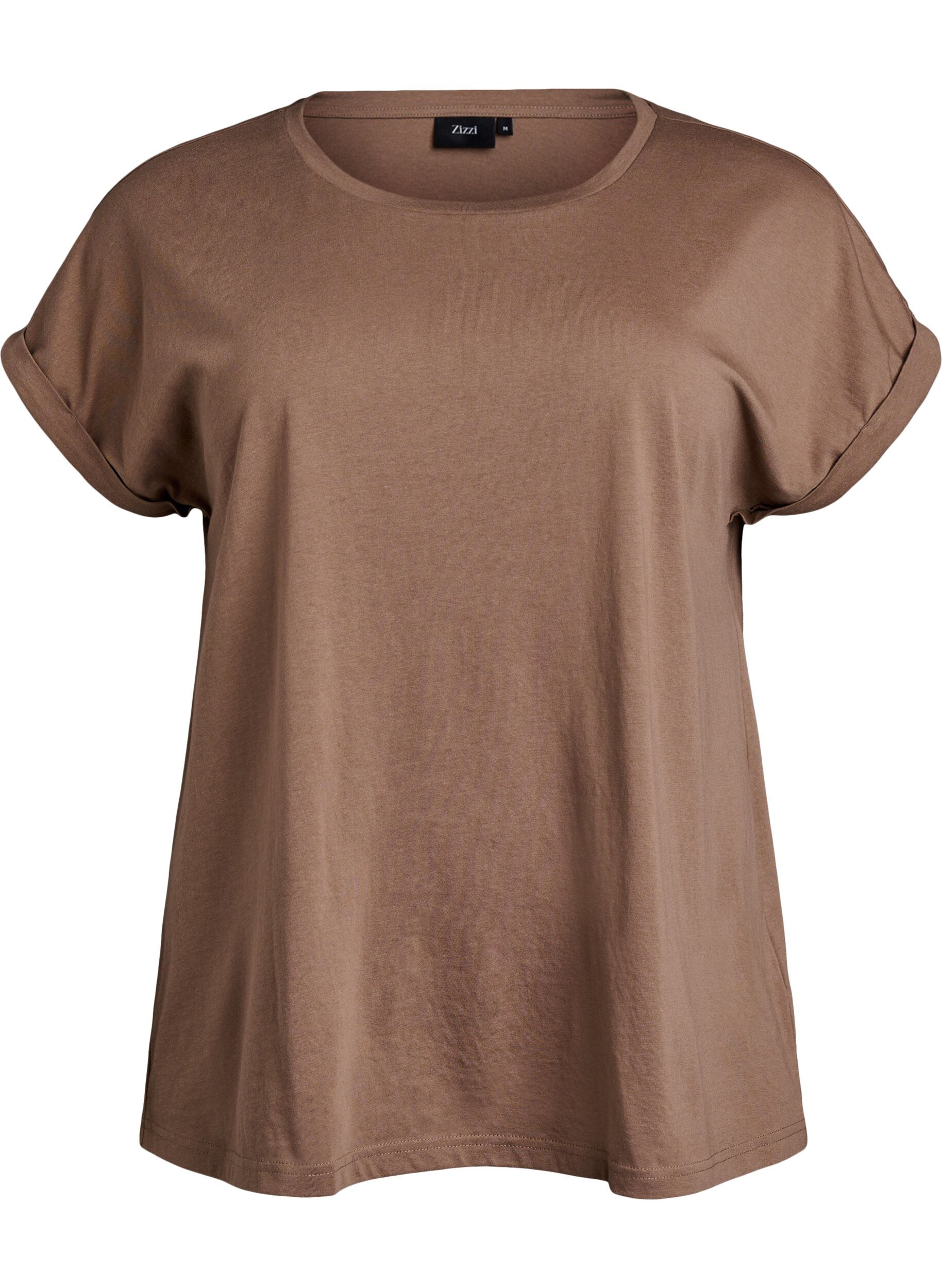 Zizzifashion Short-sleeved cotton blend t-shirt, Brown, Packshot image number 0