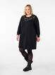 Short sweat dress with lace detail, Black, Model image number 2