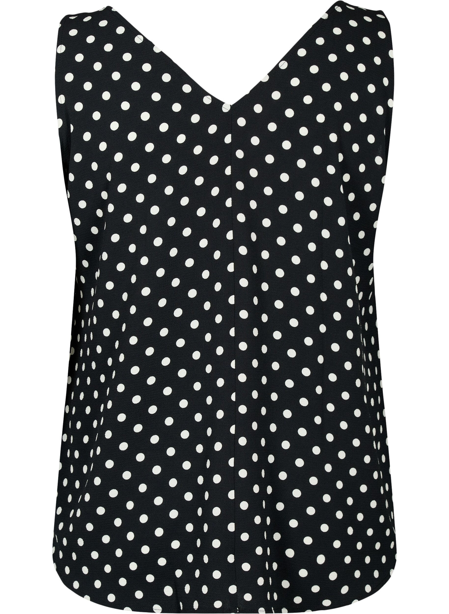 Zizzifashion Printed top with v-neck , Black Dot, Packshot image number 1