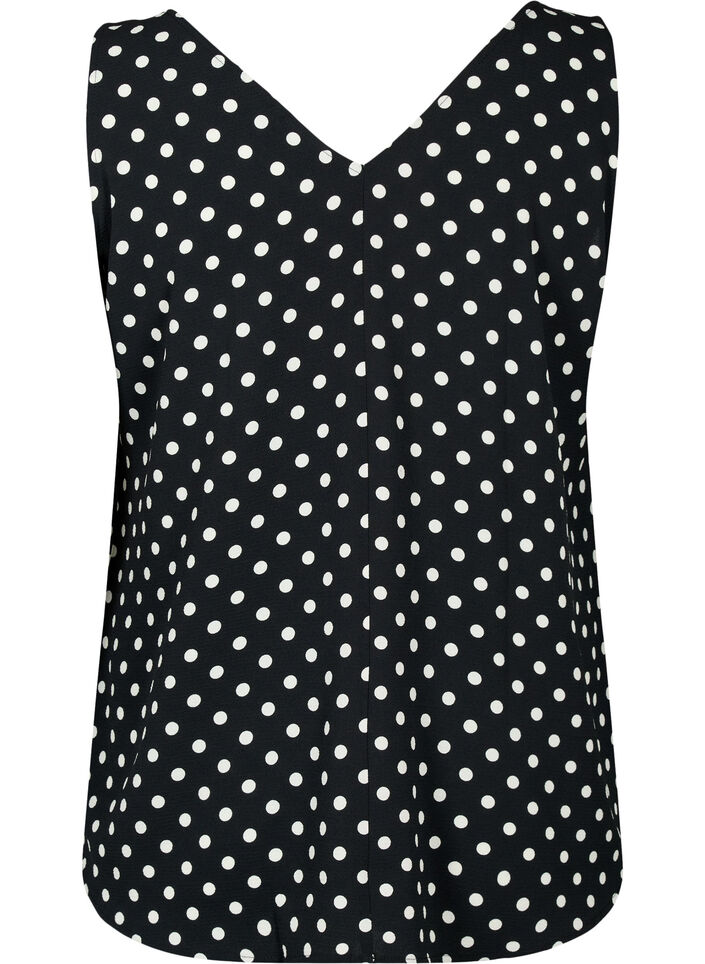 Printed top with v-neck , Black Dot, Packshot image number 1