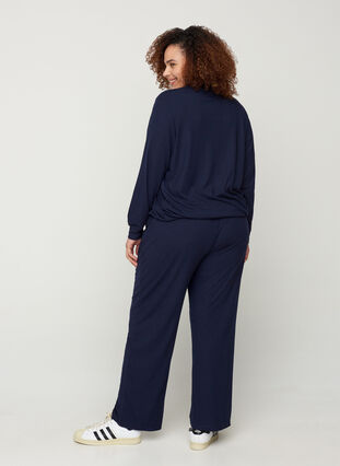 Loose trousers made from ribbed material, Navy Blazer, Model image number 0