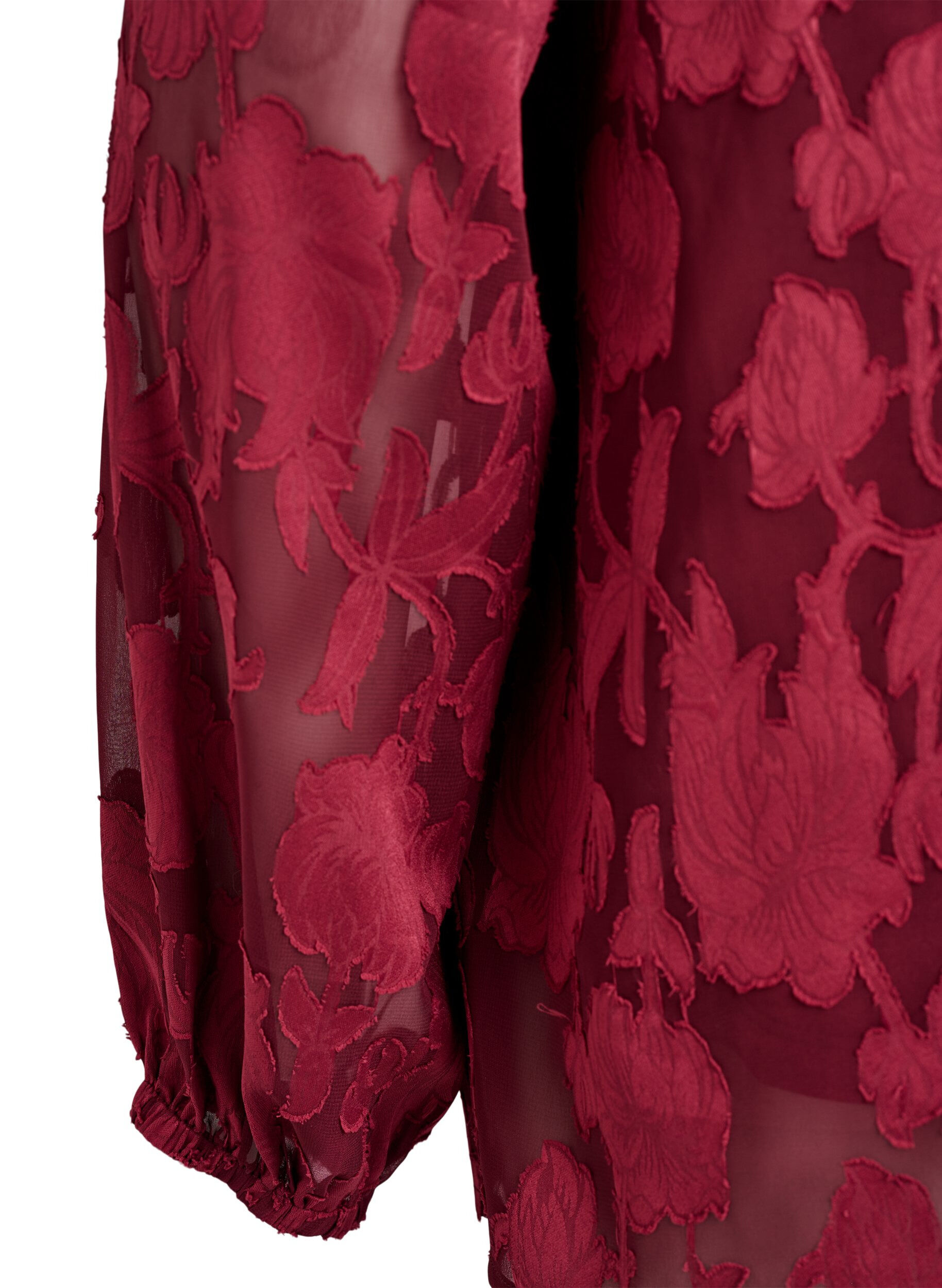 Zizzifashion Blouse with buttons and floral pattern, Dark Bordeaux, Packshot image number 3