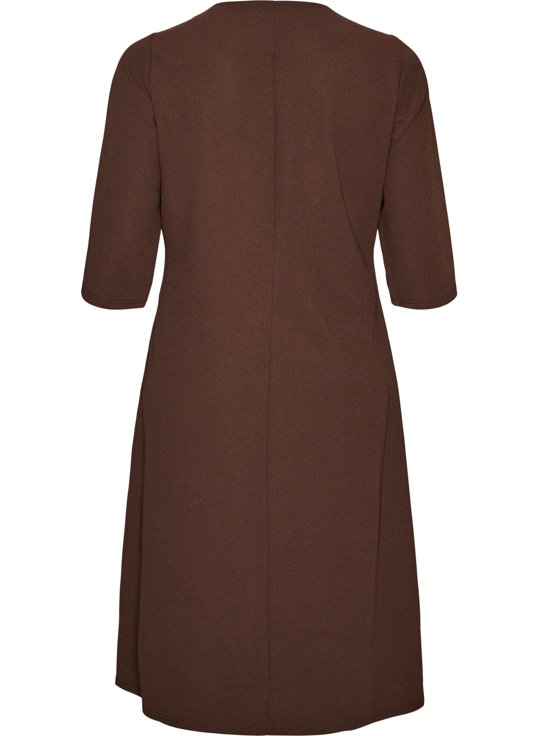 ZizzifashionJersey dress with draping and decorative buckle, Brown, Packshot image number 1
