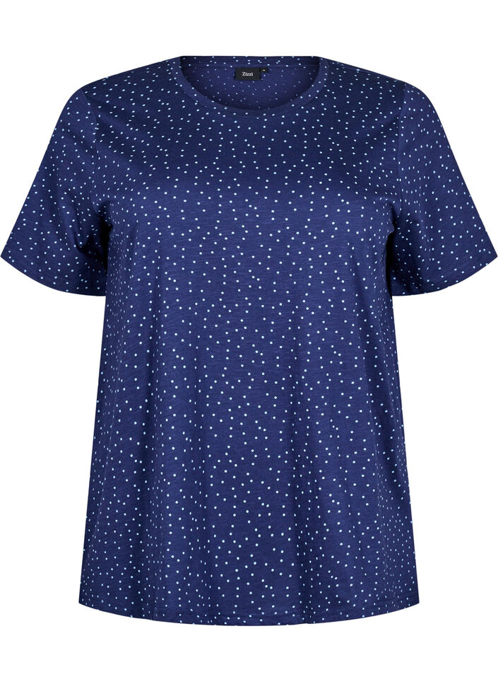 Organic cotton T-shirt with dots, Blue, Packshot image number 0