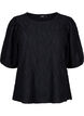 Textured blouse with short sleeves, Black, Packshot image number 0