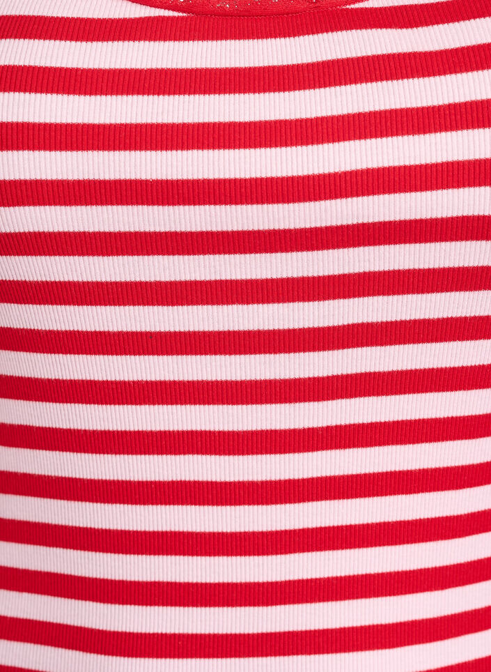 Striped top with a ribbed texture and a lace trim, Pink, Packshot image number 2