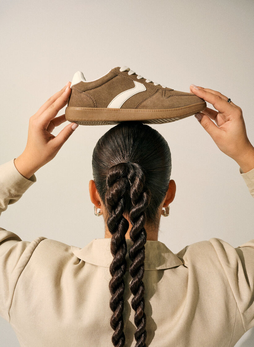 Faux suede sneakers, Brown, Image image number 0