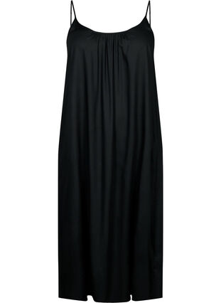 Sleeveless midi dress in viscose, Black, Packshot image number 0