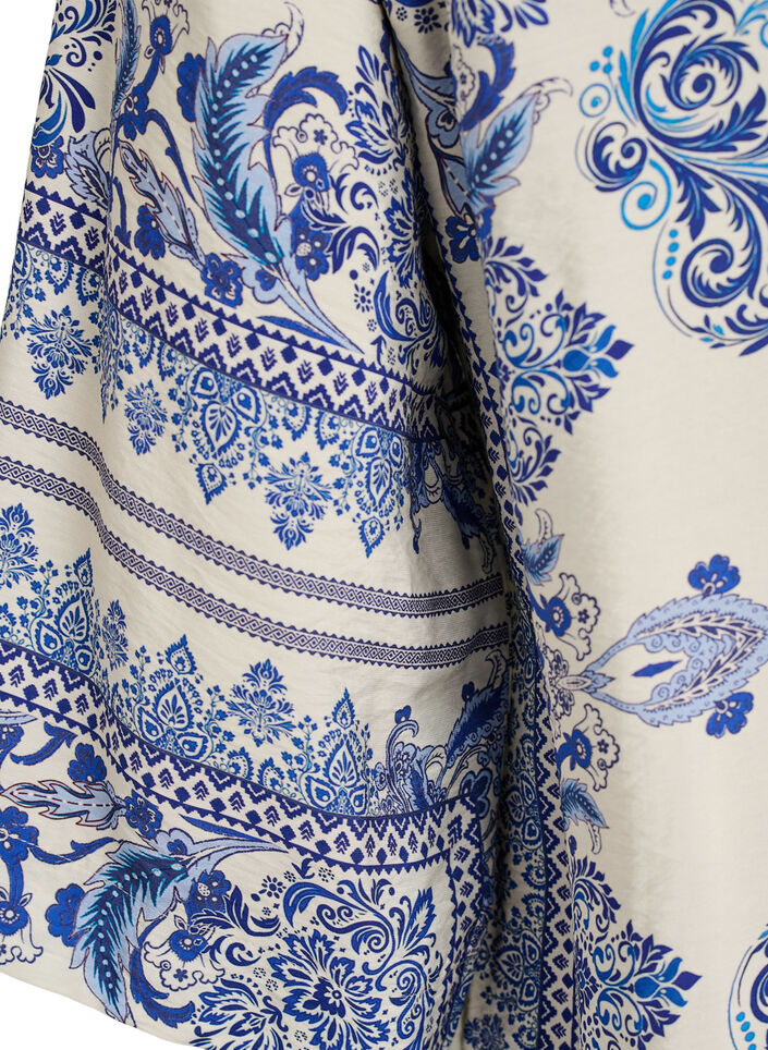 Patterned viscose blouse with 3/4 sleeves, Blue, Packshot image number 3