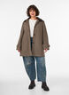 Checked coat with corduroy collar, Brown, Model image number 1
