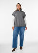 Knitted vest with a high collar and short zip, Grey, Model image number 1