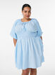 Short small check dress with balloon sleeves, Light Blue, Model image number 0
