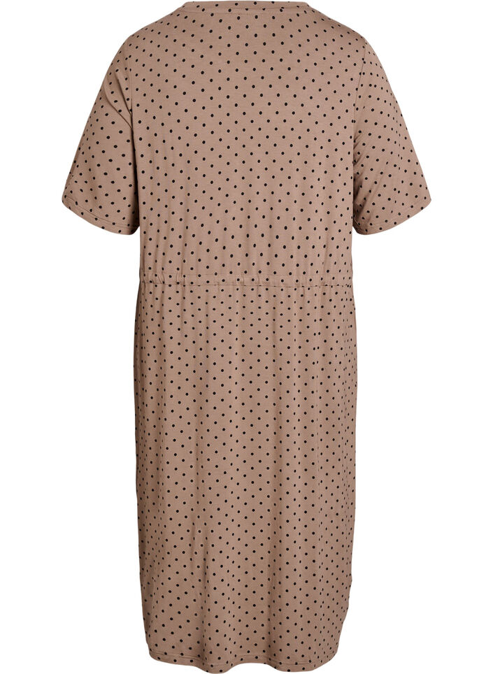 Midi-length jersey dress with tie belt at the waist, Brown, Packshot image number 1