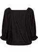 Viscose blouse with a square neck and 3/4-sleeves, Black, Packshot image number 1
