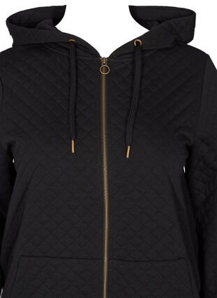 Sweater cardigan with a hood a zip, Black, Packshot image number 2