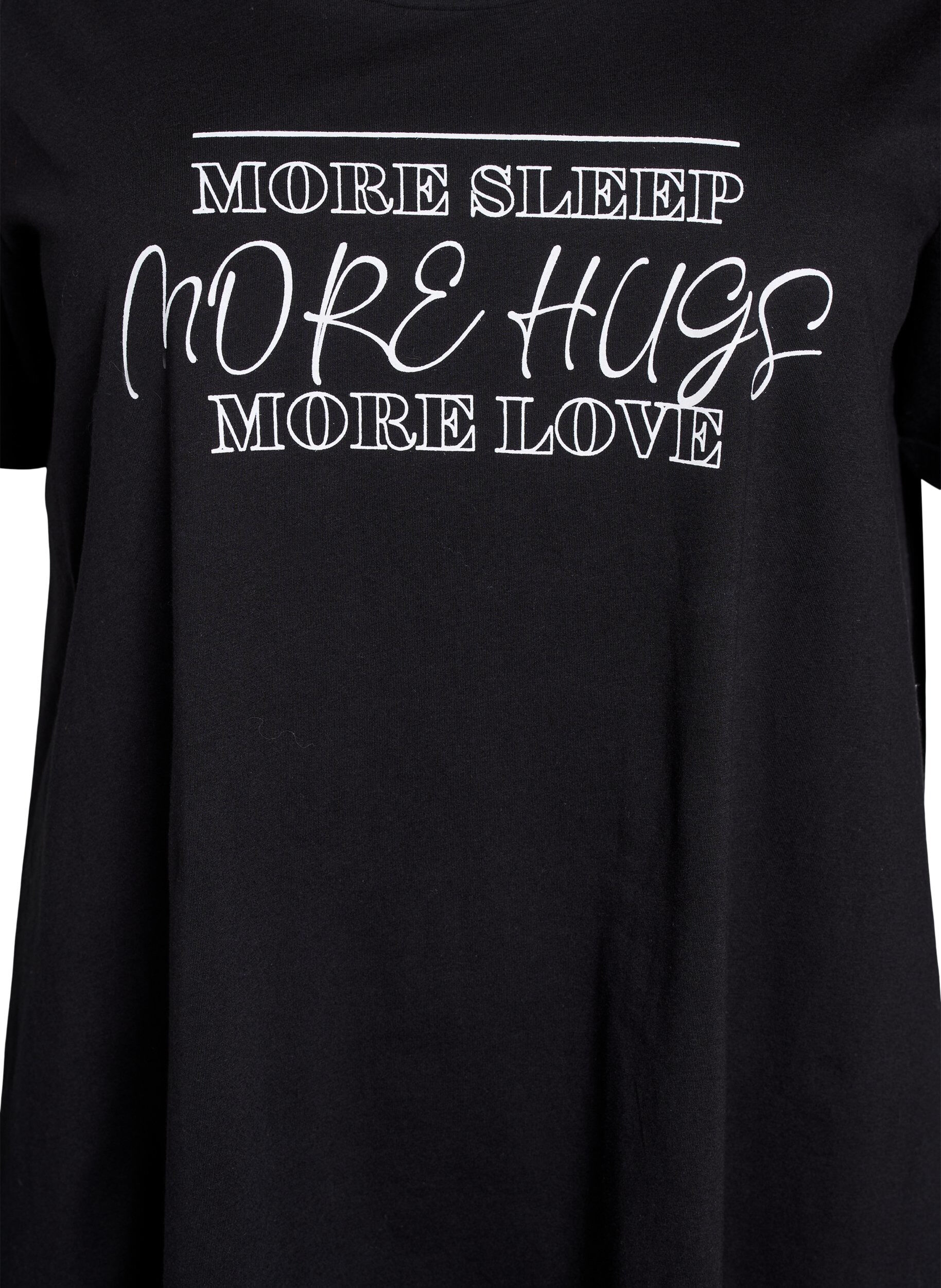 Zizzifashion Short-sleeved nightgown in organic cotton, Black, Packshot image number 2