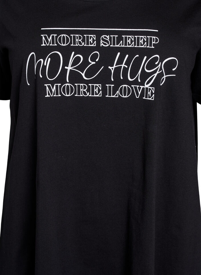 Short-sleeved nightgown in organic cotton, Black, Packshot image number 2