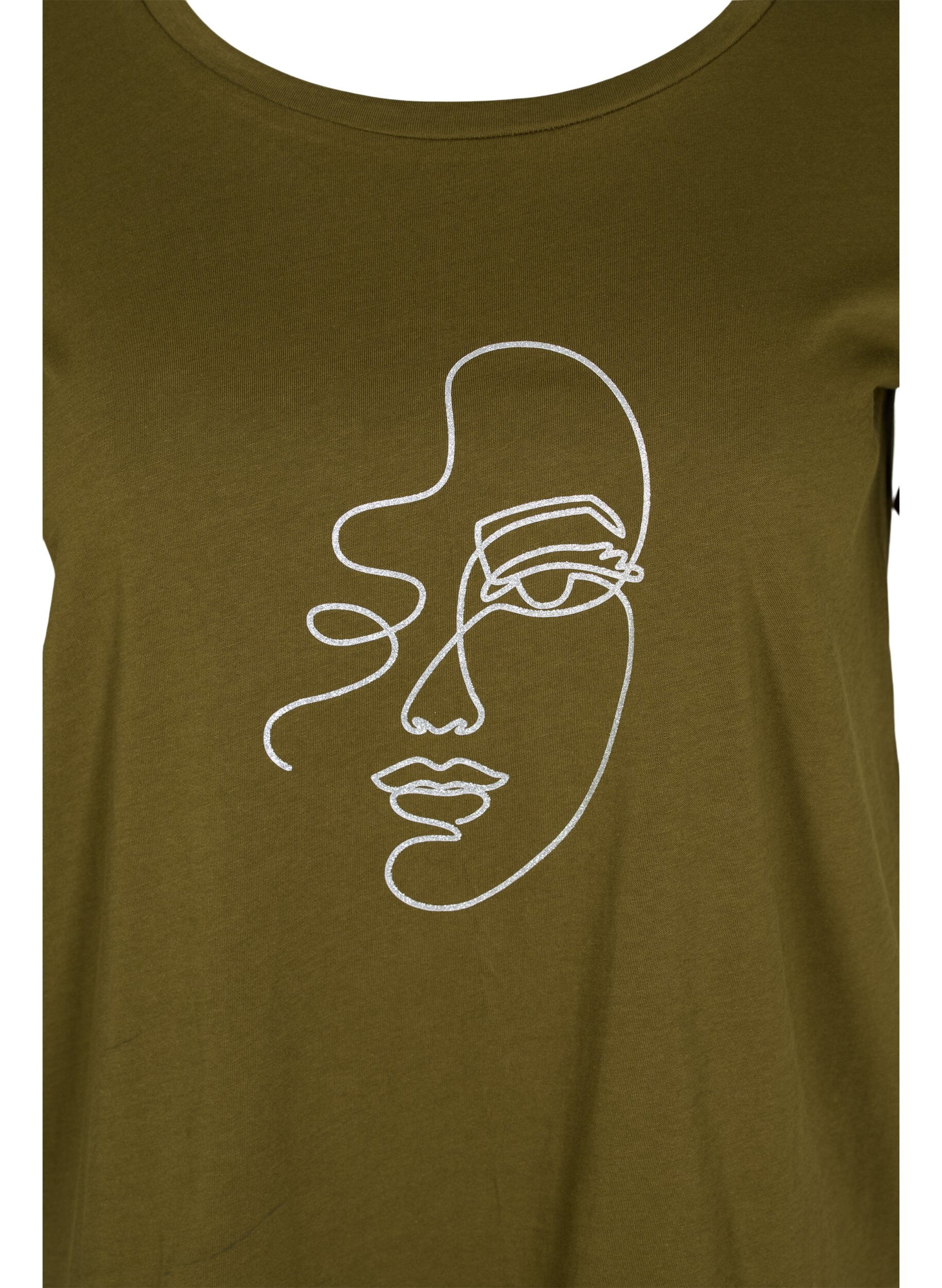 Zizzifashion T-shirt with mica print in cotton, Ivy G. Shimmer Face, Packshot image number 2
