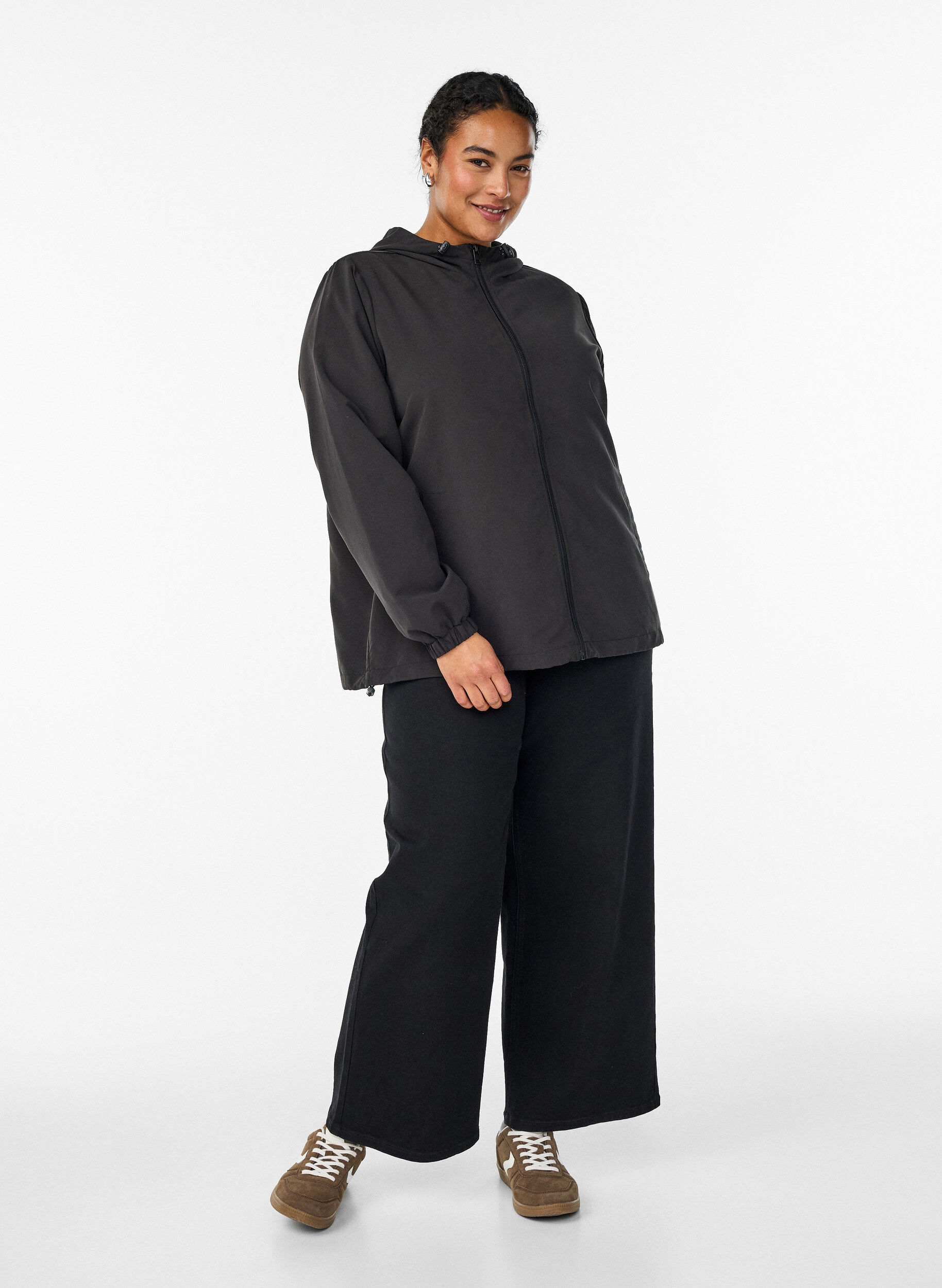 Zizzifashion Lightweight jacket with a hood and zipper, Black, Model image number 1