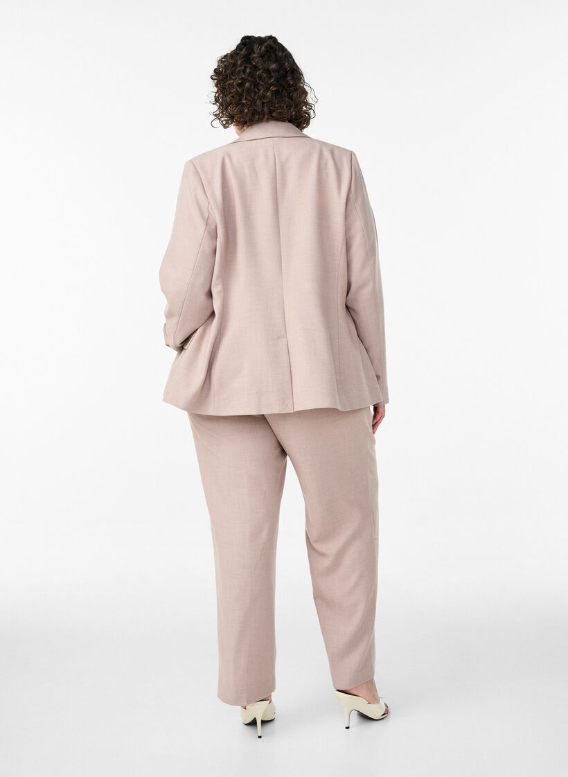 Tailored trousers with a high waist and straight fit, Beige, Model
