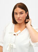 3/4 sleeve cotton blouse in a cotton blend with linen, Bright White, Model image number 2