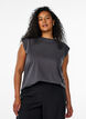 Sleeveless jersey blouse with shoulder pads, Dark Grey, Model image number 0