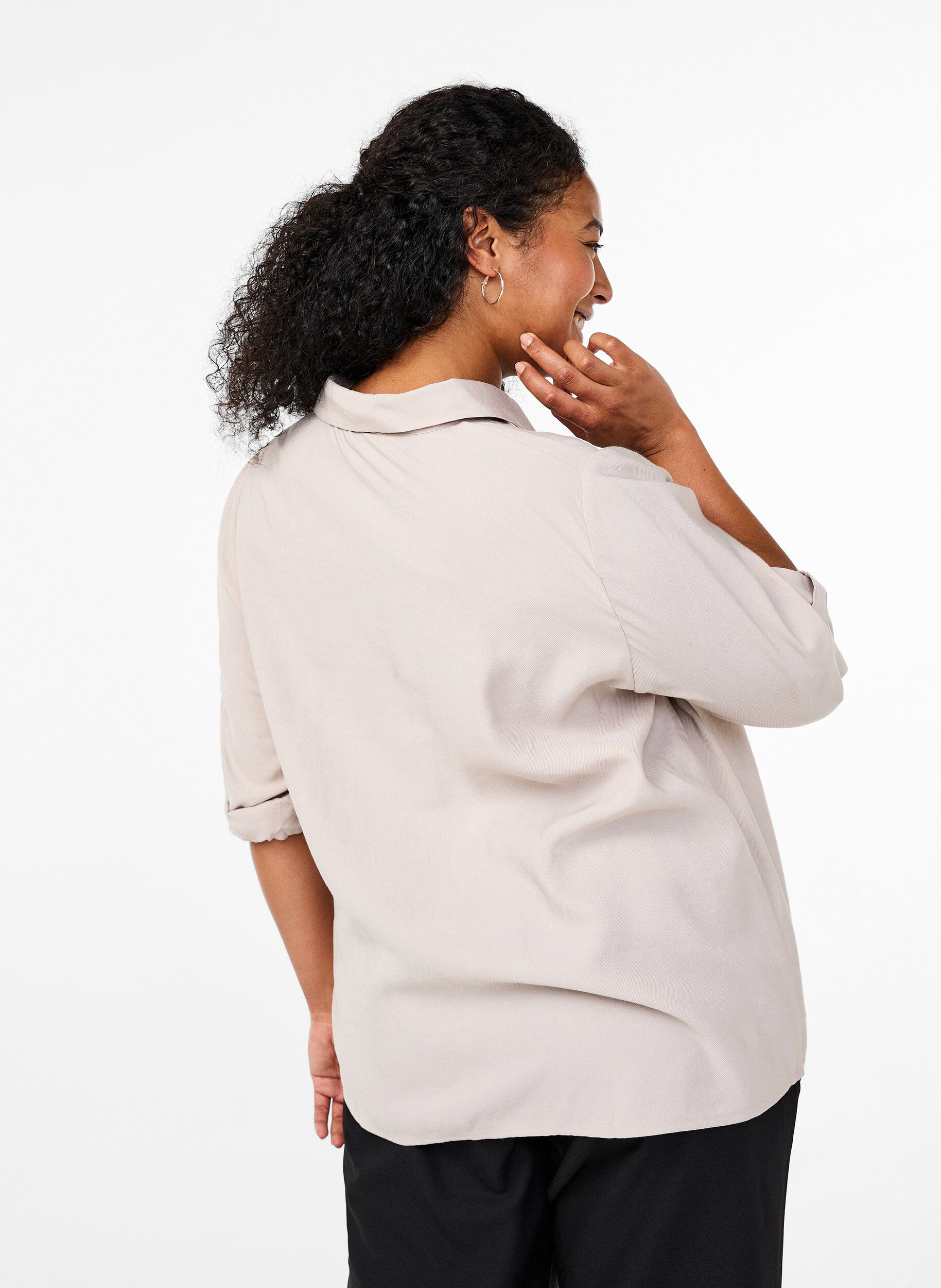 Zizzifashion Shirt with studs and 3/4 sleeves, Beige, Model image number 2