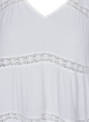 Viscose A-line dress with lace trim, White, Packshot image number 2