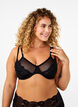 Full coverage bra with lace and mesh, Black, Model image number 0
