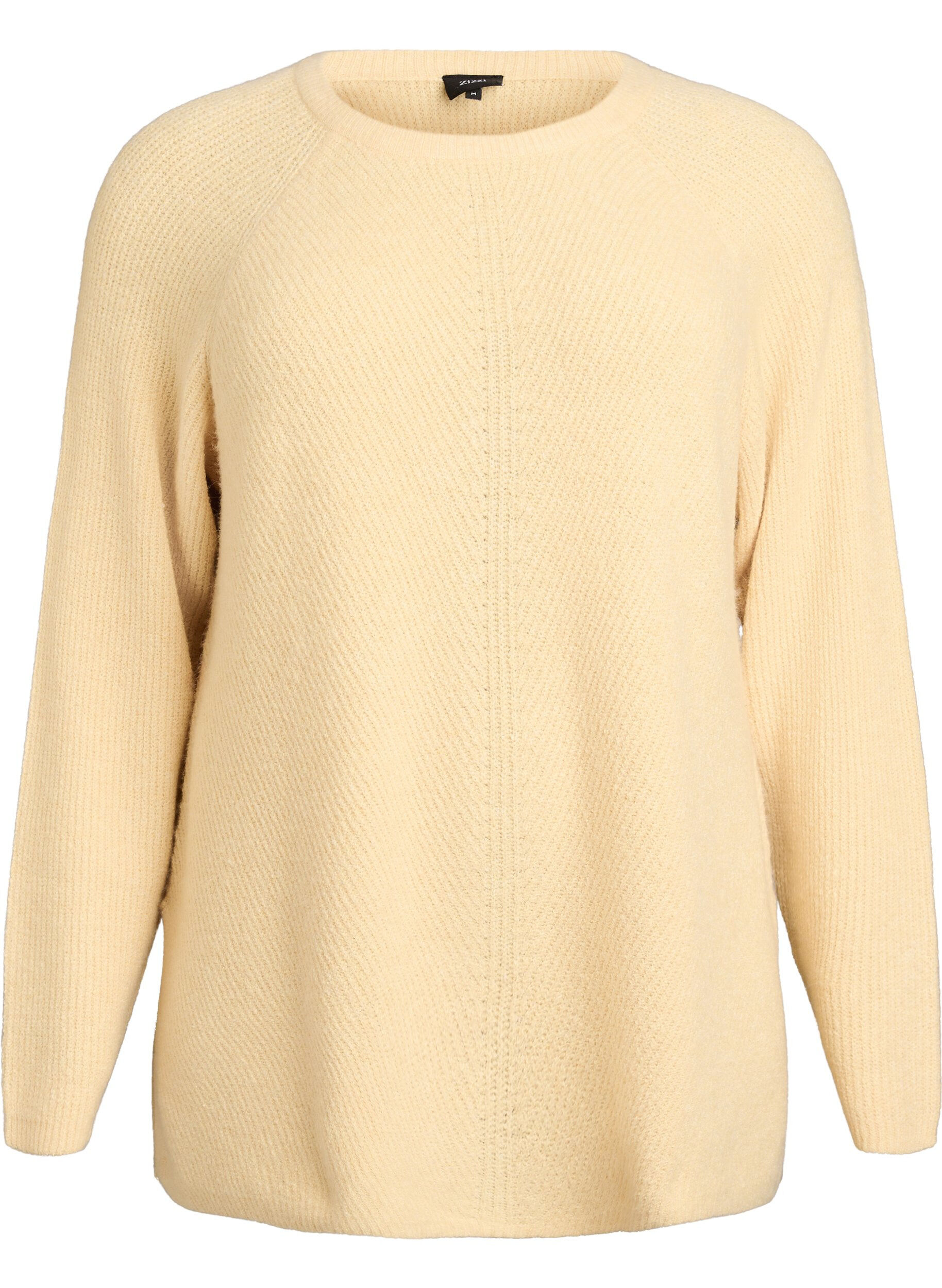 Knitted jumper with a diagonal pattern and raglan sleeves