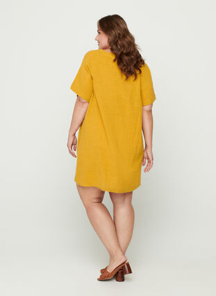 Short-sleeve cotton tunic, Golden Yellow, Model image number 1