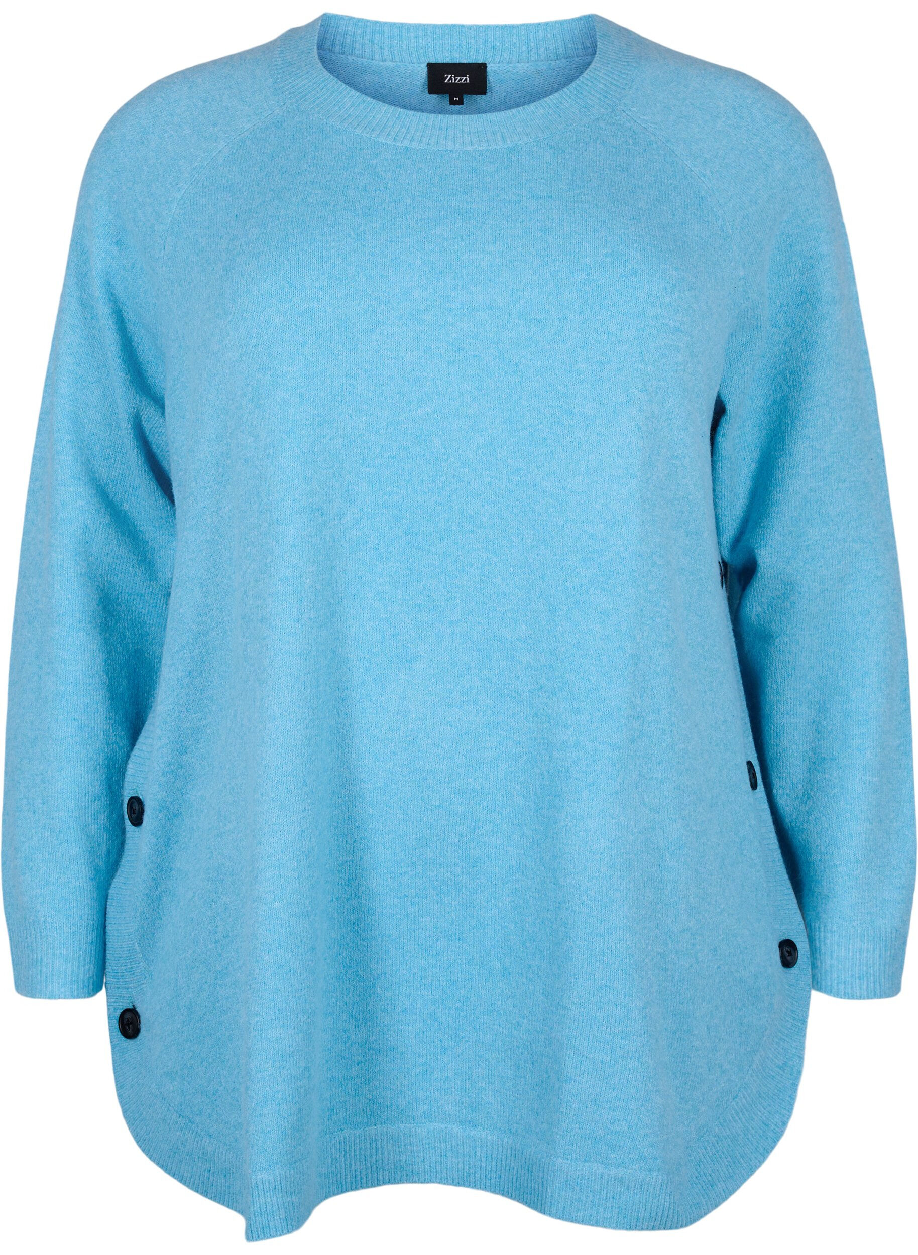 Zizzifashion Marled knitted sweater with button details, River Blue WhiteMel., Packshot image number 0