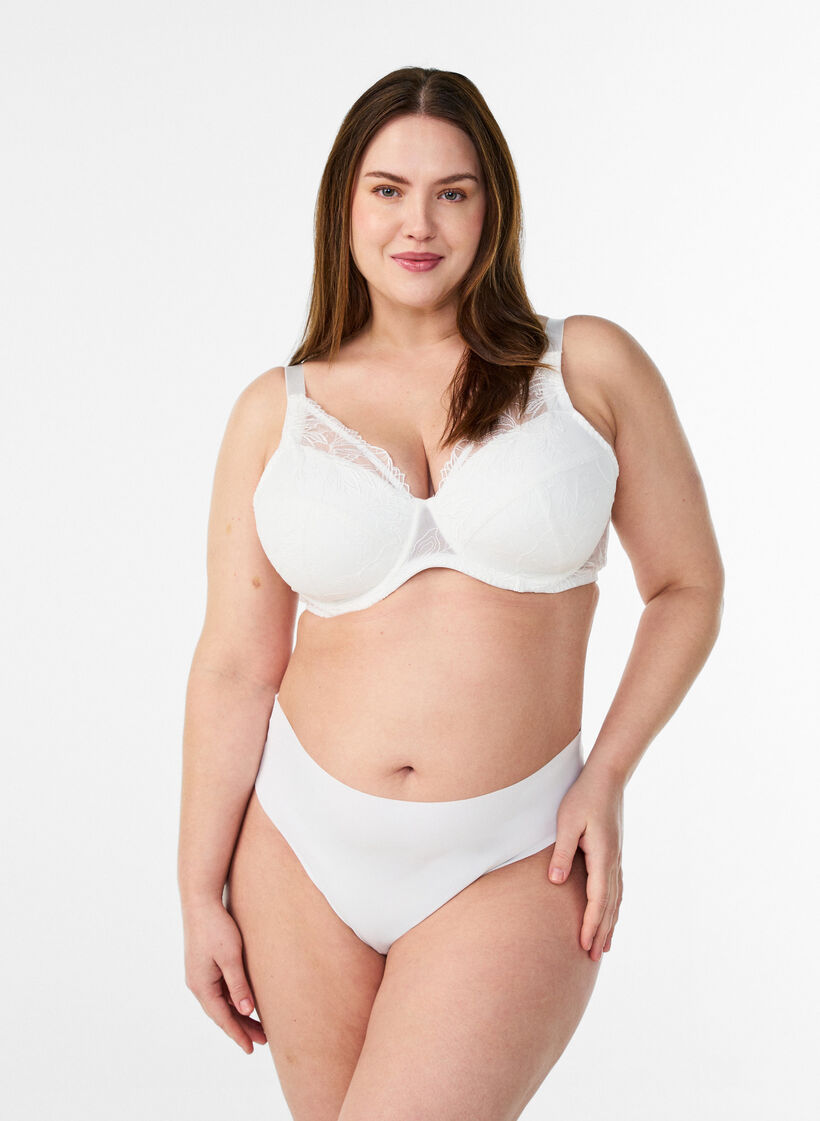 Padded lace bra with underwire, White, Model image number 1