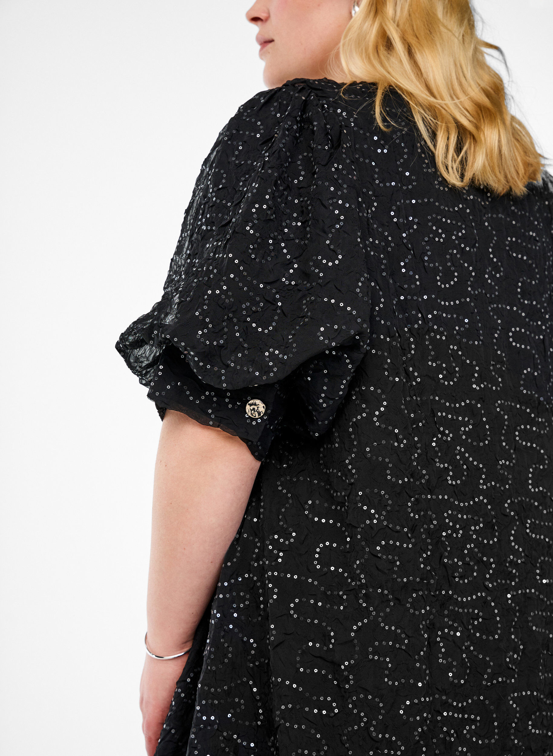 Zizzifashion Short party dress with sequins, Black, Model image number 3