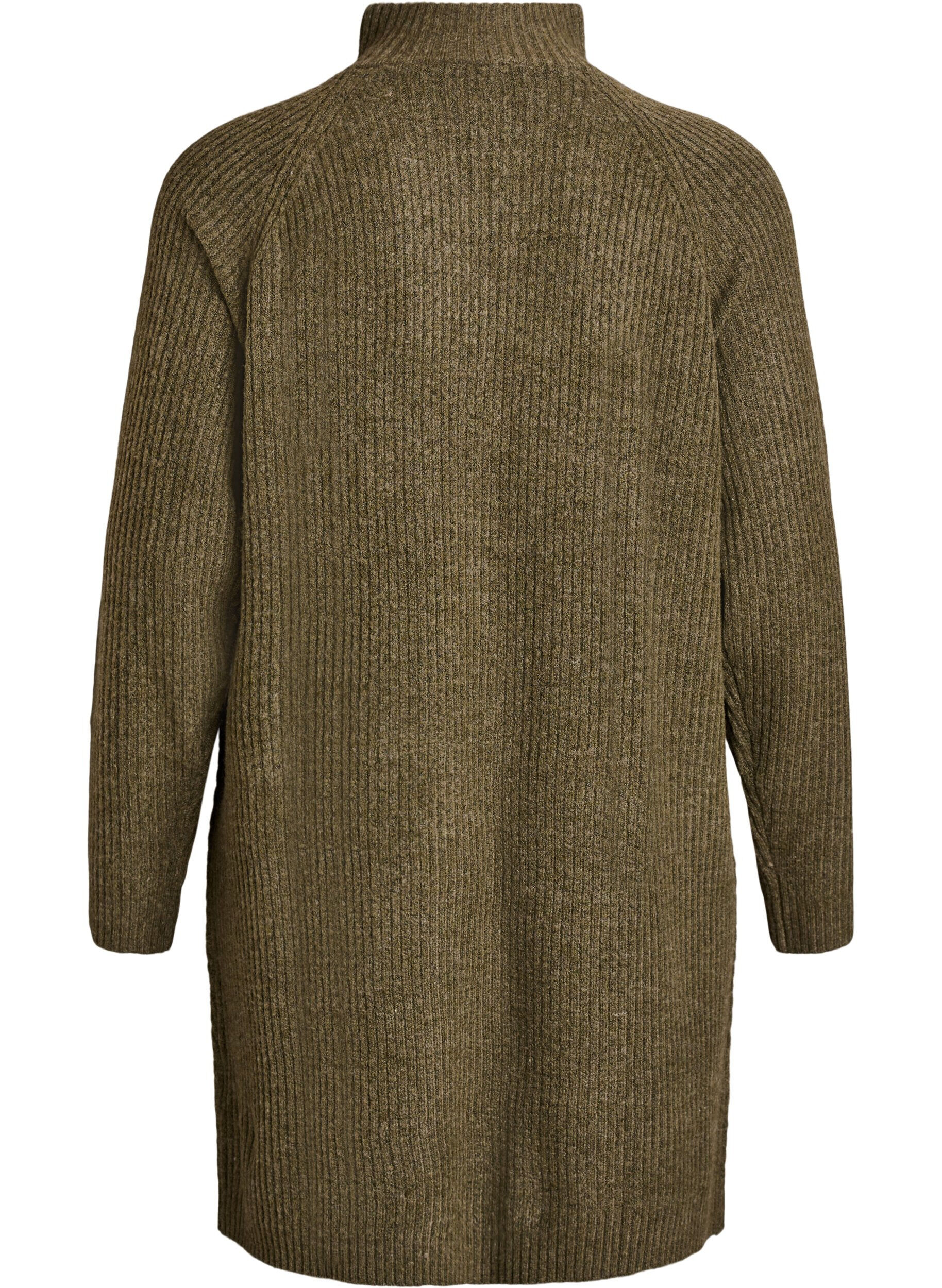 ZizzifashionKnee-length knitted dress with high neck, Green, Packshot image number 1