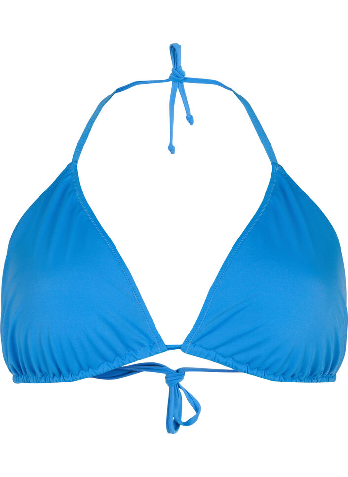 Solid color triangle bikini top, Blue, Packshot image number 0