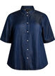 Short-sleeved denim-look lyocell shirt, Blue, Packshot image number 0