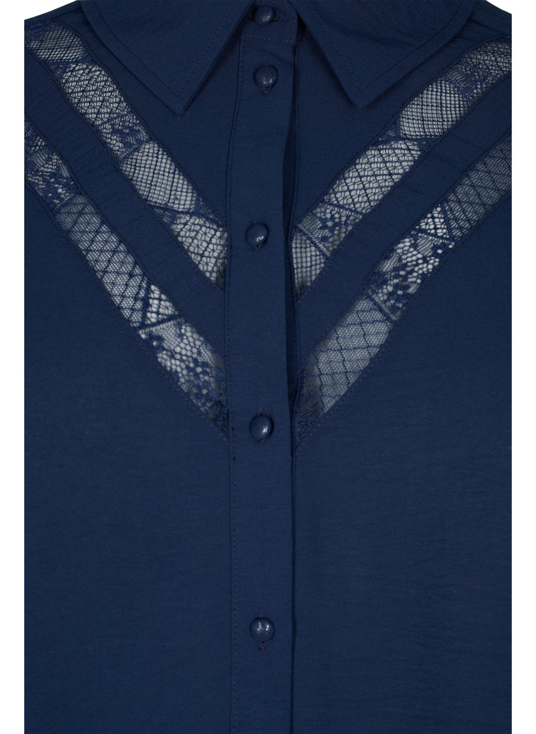 Zizzifashion Long shirt with lace details, Navy Blazer, Packshot image number 2
