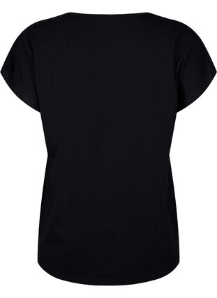V-neck T-shirt with chest pocket, Black, Packshot image number 1