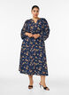 Midi dress with smock and decorative buttons, Blue, Model image number 0