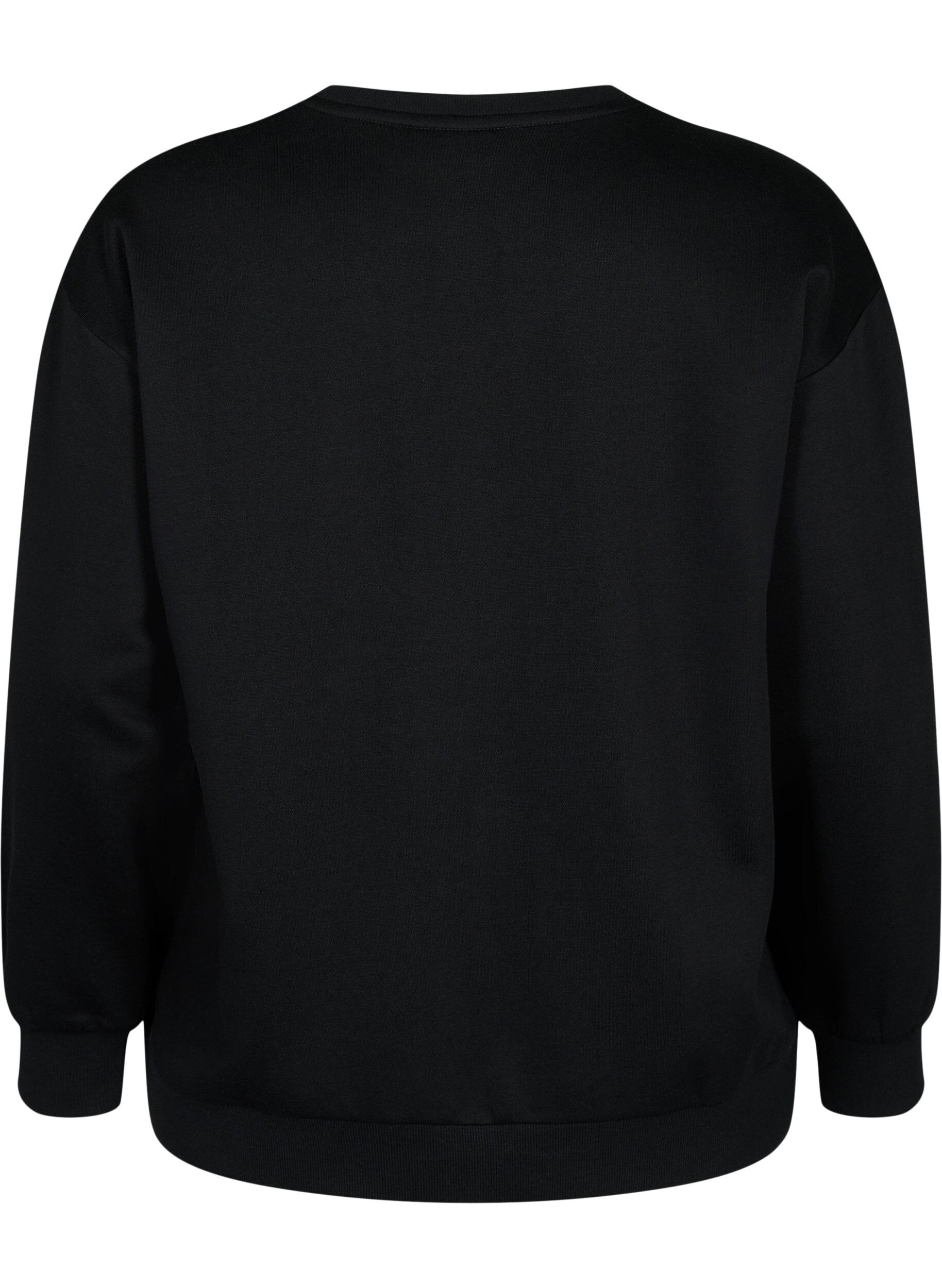 Zizzifashion Sweatshirt with ruffle and crochet detail, Black, Packshot image number 1