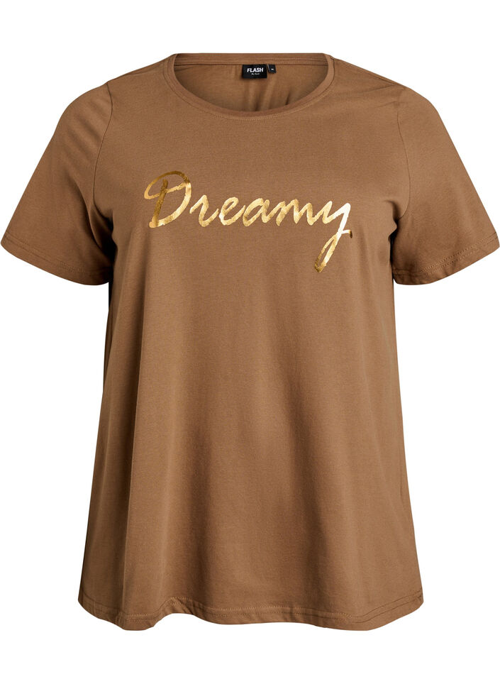 FLASH - T-shirt with print, Brown, Packshot image number 0