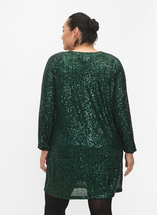 Short sequin dress with long sleeves, Scarab, Model image number 1