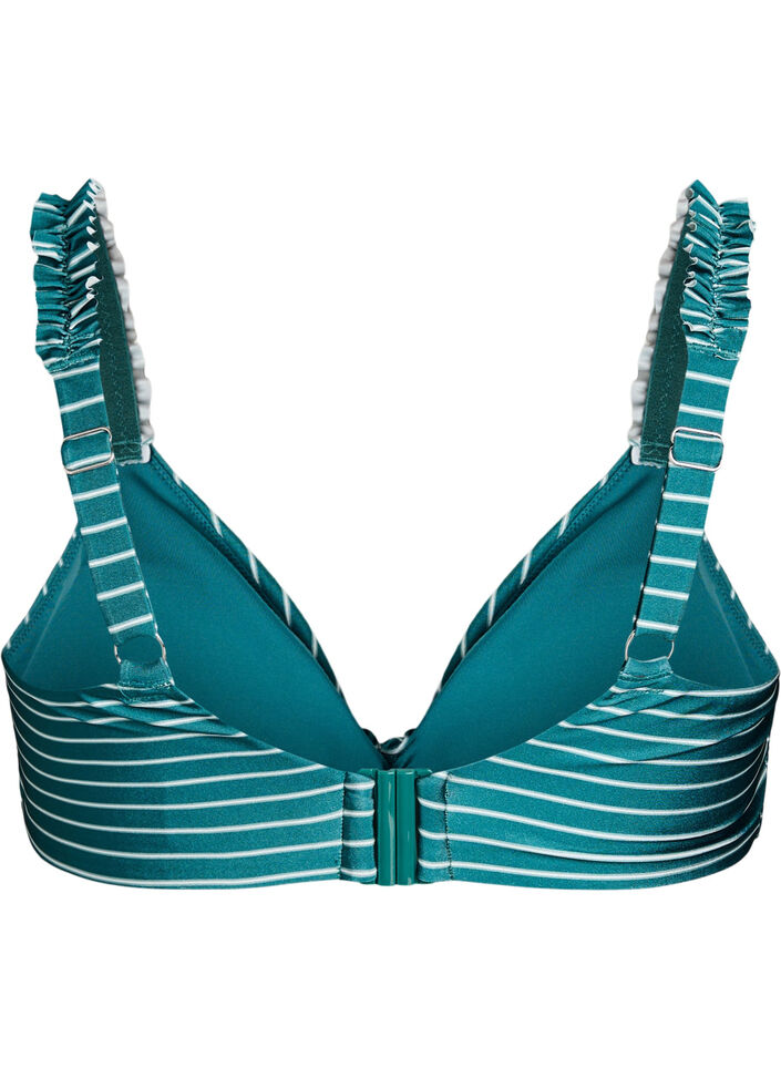 Striped bikini top with removable padding, Green, Packshot image number 1