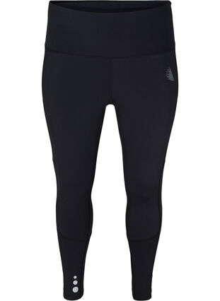 Cropped gym leggings with wide pocket, Black, Packshot image number 0