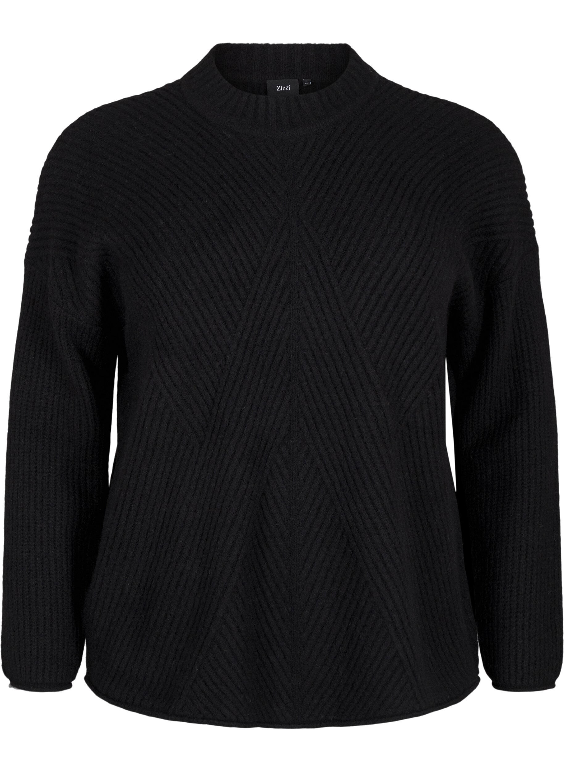 Zizzifashion Jumper with a striped pattern and long sleeves, Black Mel., Packshot image number 0