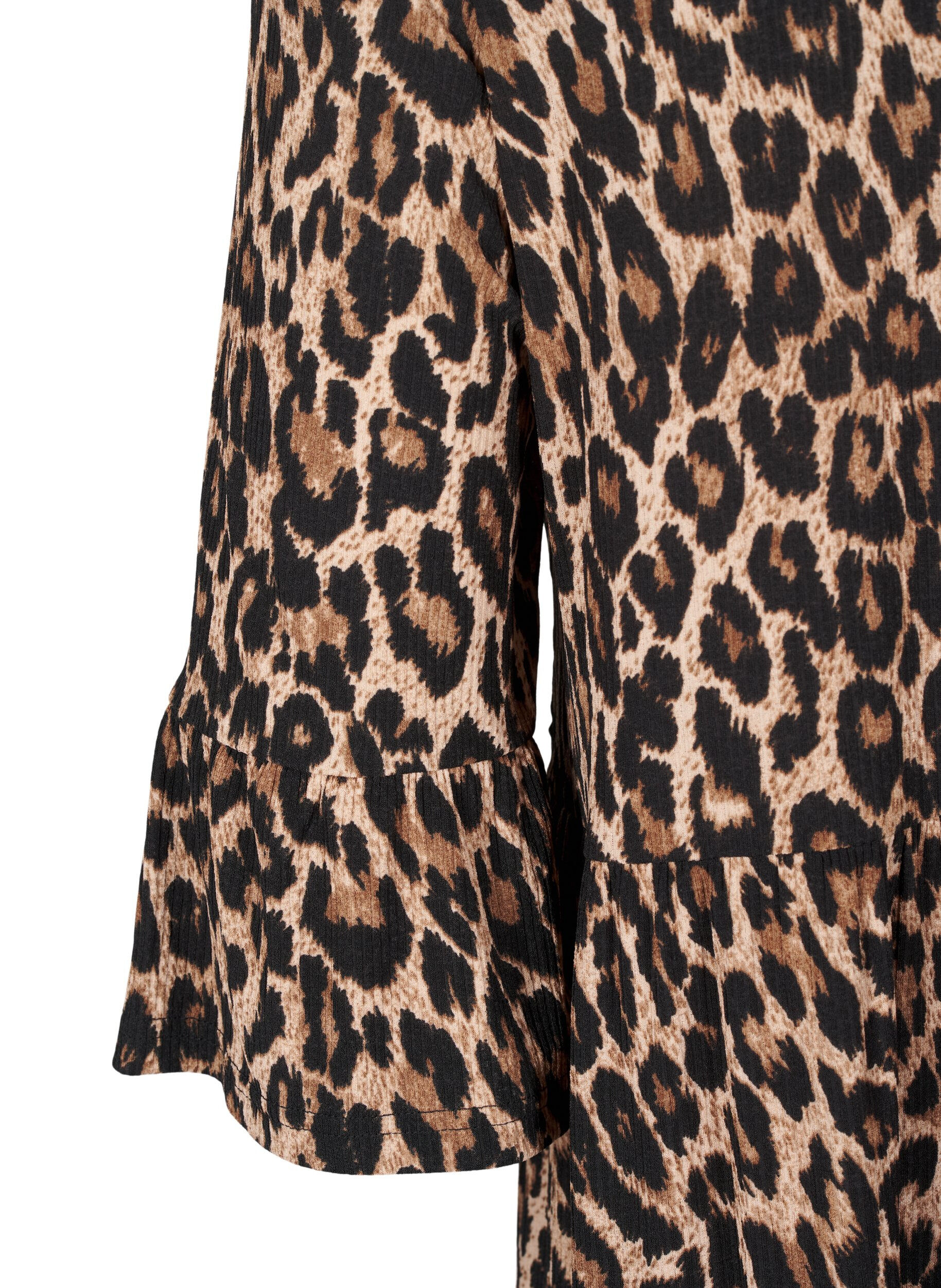 Zizzifashion Short A-line dress with leopard print, Brown, Packshot image number 3